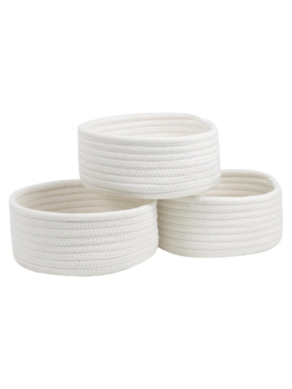 3 Pack Small Woven Cotton Rope Baskets for Organizing Nursery Storage